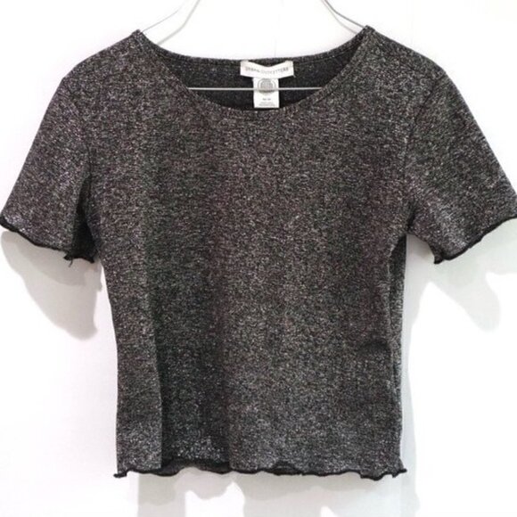 Urban Outfitters Crop Top Short Sleeve Grey Silver XS‎ - Picture 4 of 7